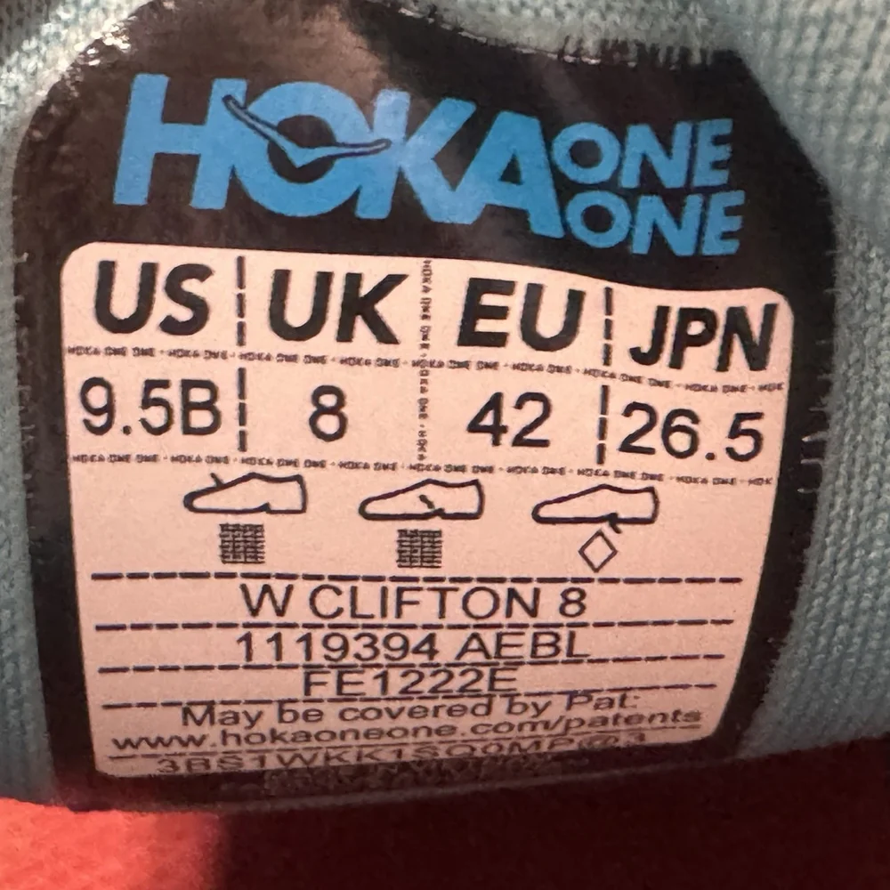 Hoka One One Clifton 8 Shoe Size:9.5 B Blue Women Sneakers
